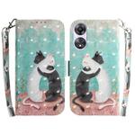 For OPPO A78 4G 3D Colored Horizontal Flip Leather Phone Case(Black White Cat)