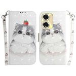 For OPPO A59 5G / A2M 3D Colored Horizontal Flip Leather Phone Case(Cute Cat)