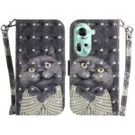 For OPPO Reno11 Global 3D Colored Horizontal Flip Leather Phone Case(Hug Cat)