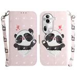 For OPPO Reno11 Pro 5G Global 3D Colored Horizontal Flip Leather Phone Case(Heart Panda)