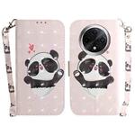 For OPPO A3 Pro 5G 3D Colored Horizontal Flip Leather Phone Case(Heart Panda)