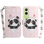 For OPPO K12x 3D Colored Horizontal Flip Leather Phone Case(Heart Panda)