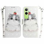 For OPPO K12x 3D Colored Horizontal Flip Leather Phone Case(Cute Cat)