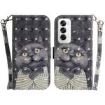 For OPPO Reno12 5G Global 3D Colored Horizontal Flip Leather Phone Case(Hug Cat)