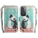 For OPPO Reno12 Pro 5G Global 3D Colored Horizontal Flip Leather Phone Case(Black White Cat)