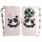 For OPPO Reno12 F 5G 3D Colored Horizontal Flip Leather Phone Case(Heart Panda)