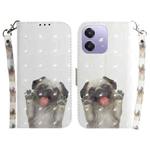 For OPPO A5x 5G / A3 4G / 5G / A3x 4G / 5G 3D Colored Horizontal Flip Leather Phone Case(Pug)