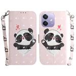 For OPPO A5x 5G / A3 4G / 5G / A3x 4G / 5G 3D Colored Horizontal Flip Leather Phone Case(Heart Panda)