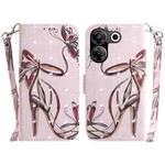 For Tecno Camon 20 Pro 4G / 20 3D Colored Horizontal Flip Leather Phone Case(Butterfly High-heeled)