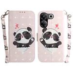 For Tecno Camon 20 Pro 4G / 20 3D Colored Horizontal Flip Leather Phone Case(Heart Panda)