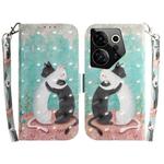 For Tecno Camon 20 Premier 5G 3D Colored Horizontal Flip Leather Phone Case(Black White Cat)