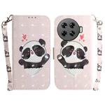 For Tecno Spark 20 Pro+ 4G 3D Colored Horizontal Flip Leather Phone Case(Heart Panda)