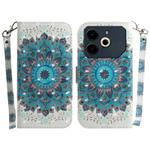 For Tecno Pova 6 Neo 3D Colored Horizontal Flip Leather Phone Case(Peacock Wreath)