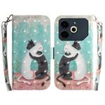 For Tecno Pova 6 Neo 3D Colored Horizontal Flip Leather Phone Case(Black White Cat)