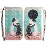 For Tecno Spark 30C 3D Colored Horizontal Flip Leather Phone Case(Black White Cat)