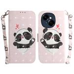 For Tecno Spark Go 1 / Pop 9 Pro 3D Colored Horizontal Flip Leather Phone Case(Heart Panda)