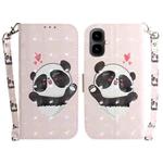 For Tecno Pop 10 / Spark Go 2 4G 3D Colored Horizontal Flip Leather Phone Case(Heart Panda)