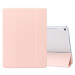 For iPad Air (2019)/Pro 10.5 (2017) 3-folding Electric Pressed Skin Texture Horizontal Flip Shockproof Transparent TPU + PU Leather Case with Holder & Pen Slot & Sleep / Wake-up Function(Light Pink)
