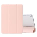 For iPad mini (2019) / mini 4 3-folding Electric Pressed Skin Texture Horizontal Flip Shockproof Transparent TPU + PU Leather Case with Holder & Pen Slot & Sleep / Wake-up Function(Light Pink)