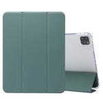 3-folding Electric Pressed Skin Texture Leather Smart Tablet Case For iPad Pro 11 2022/2021/2020(Deep Green)