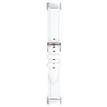 For Fitbit Charge 5 18mm Bamboo Joint Texture Genuine Leather Watch Band(White)