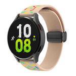 For Samsung Galaxy Watch 6 / 6 Classic Sports Rainbow Dots Magnetic Black Buckle Silicone Watch Band(Pink)