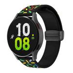 For Samsung Galaxy Watch 6 / 6 Classic Sports Rainbow Dots Magnetic Black Buckle Silicone Watch Band(Black)