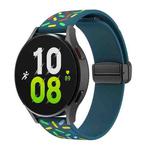 For Samsung Galaxy Watch 6 / 6 Classic Sports Rainbow Dots Magnetic Black Buckle Silicone Watch Band(Dark Green)