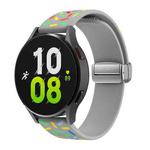For Samsung Galaxy Watch 6 / 6 Classic Sports Rainbow Dots Magnetic Silver Buckle Silicone Watch Band(Grey)