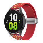 For Samsung Galaxy Watch 6 / 6 Classic Sports Rainbow Dots Magnetic Silver Buckle Silicone Watch Band(Red)
