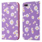 For iPhone 7 Plus / 8 Plus Glittering Daisy Magnetic Horizontal Flip Leather Case with Holder & Card Slots & Photo Frame(Purple)