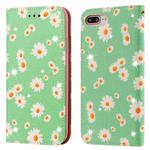 For iPhone 7 Plus / 8 Plus Glittering Daisy Magnetic Horizontal Flip Leather Case with Holder & Card Slots & Photo Frame(Green)