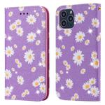For iPhone 11 Pro Max Glittering Daisy Magnetic Horizontal Flip Leather Case with Holder & Card Slots & Photo Frame(Purple)