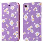 For iPhone SE 2022 / SE 2020 / 8 / 7 Glittering Daisy Magnetic Horizontal Flip Leather Case with Holder & Card Slots & Photo Frame(Purple)