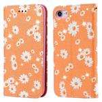 For iPhone SE 2022 / SE 2020 / 8 / 7 Glittering Daisy Magnetic Horizontal Flip Leather Case with Holder & Card Slots & Photo Frame(Orange)