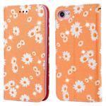 For iPhone SE 2022 / SE 2020 / 8 / 7 Glittering Daisy Magnetic Horizontal Flip Leather Case with Holder & Card Slots & Photo Frame(Orange)