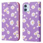For iPhone 11 Glittering Daisy Magnetic Horizontal Flip Leather Case with Holder & Card Slots & Photo Frame(Purple)