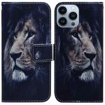 For iPhone 15 Pro Coloured Drawing Flip Leather Phone Case(Lion)