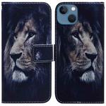 For iPhone 15 Plus Coloured Drawing Flip Leather Phone Case(Lion)