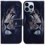 For iPhone 14 Pro Max Coloured Drawing Flip Leather Phone Case(Lion)