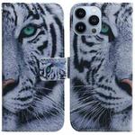 For iPhone 14 Pro Coloured Drawing Flip Leather Phone Case(Tiger)