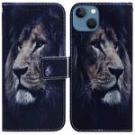 For iPhone 14 Plus Coloured Drawing Flip Leather Phone Case(Lion)