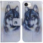 For iPhone SE 2024 Coloured Drawing Flip Leather Phone Case(White Wolf)