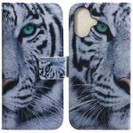 For iPhone 16 Coloured Drawing Flip Leather Phone Case(Tiger)