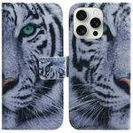 For iPhone 16 Pro Max Coloured Drawing Flip Leather Phone Case(Tiger)