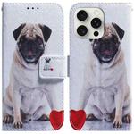 For iPhone 16 Pro Max Coloured Drawing Flip Leather Phone Case(Pug)