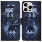 For iPhone 16 Pro Max Coloured Drawing Flip Leather Phone Case(Wolf and Dog)