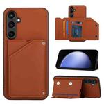 For Samsung Galaxy S23 FE 5G Skin Feel PU + TPU + PC Card Slots Phone Case(Brown)