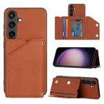 For Samsung Galaxy S24 5G Skin Feel PU + TPU + PC Card Slots Phone Case(Brown)