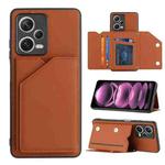 For Xiaomi Redmi Note 12 Pro 5G Skin Feel PU + TPU + PC Card Slots Phone Case(Brown)